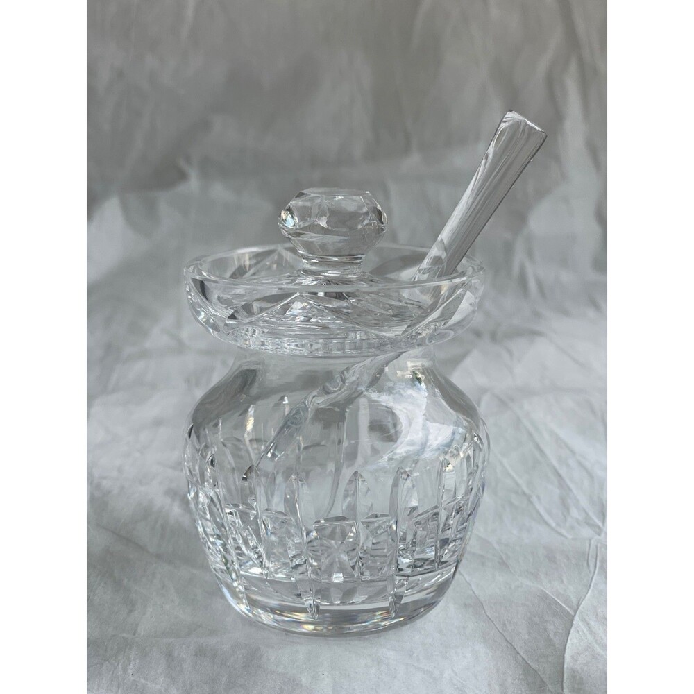 3.5” h Waterford Crystal Jam Or Mustard Jar Diamond Design